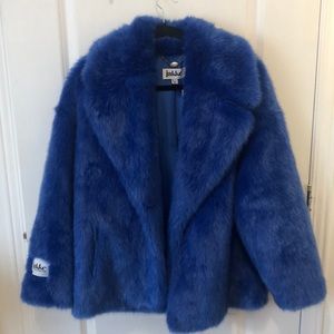 Royal blue faux fur jacket